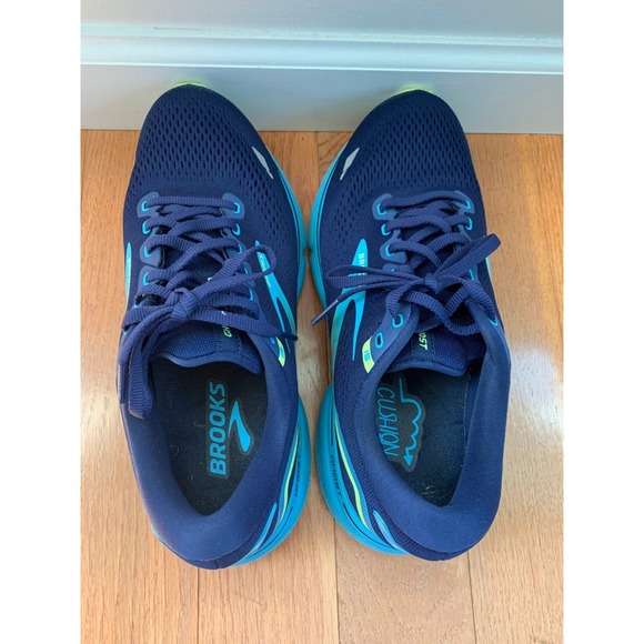 Brooks Ghost 15 Mens Shoes Sz 8 D Running Athletic Navy Blue Green Sneakers - Picture 2 of 10